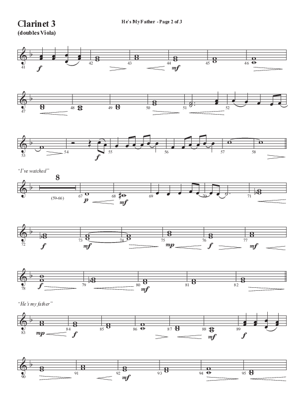He’s My Father (Father’s Day) (Choral Anthem SATB) Clarinet 3 (Word Music Choral / Arr. Steve Mauldin)