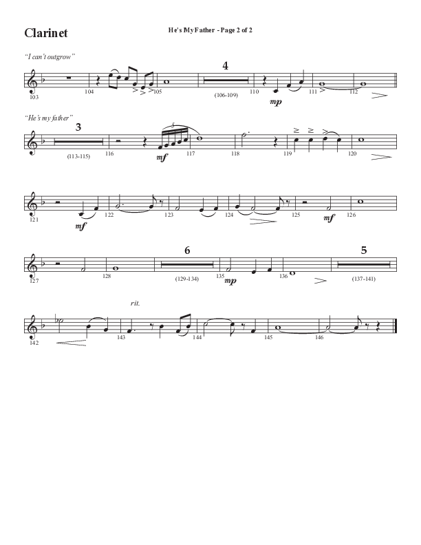 He’s My Father (Father’s Day) (Choral Anthem SATB) Clarinet (Word Music Choral / Arr. Steve Mauldin)