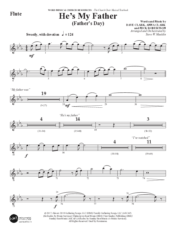 He’s My Father (Father’s Day) (Choral Anthem SATB) Flute (Word Music Choral / Arr. Steve Mauldin)