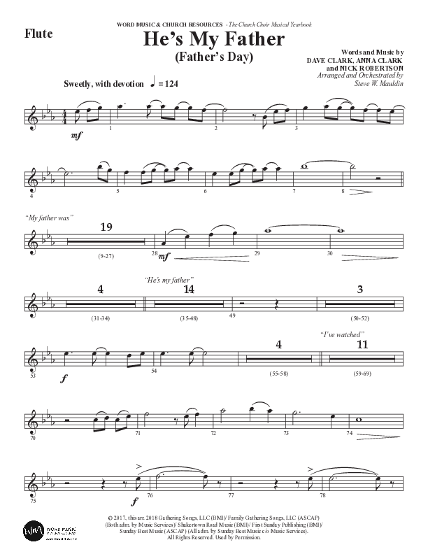 He’s My Father (Father’s Day) (Choral Anthem SATB) Flute (Word Music Choral / Arr. Steve Mauldin)