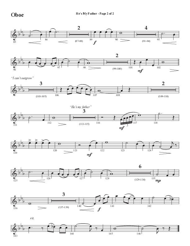 He’s My Father (Father’s Day) (Choral Anthem SATB) Oboe (Word Music Choral / Arr. Steve Mauldin)