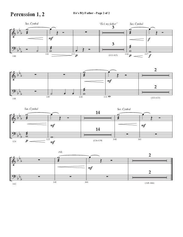 He’s My Father (Father’s Day) (Choral Anthem SATB) Percussion 1/2 (Word Music Choral / Arr. Steve Mauldin)