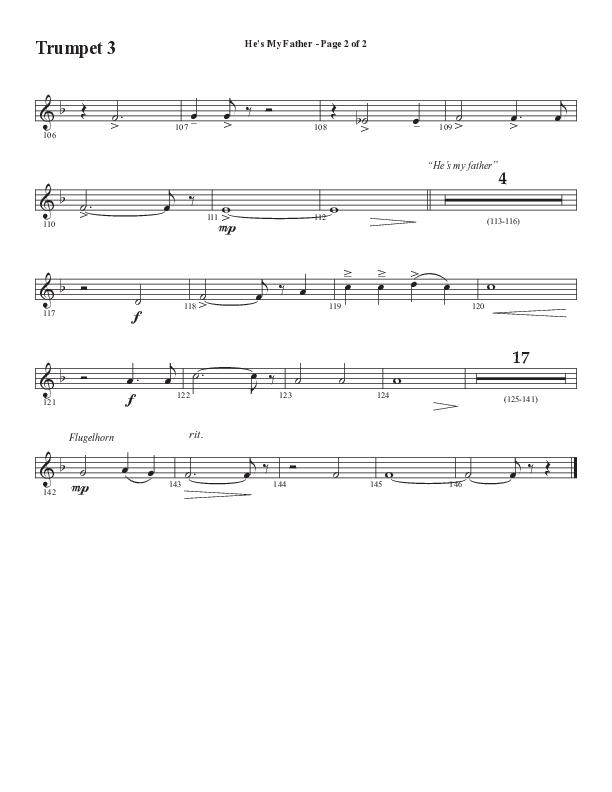 He’s My Father (Father’s Day) (Choral Anthem SATB) Trumpet 3 (Word Music Choral / Arr. Steve Mauldin)