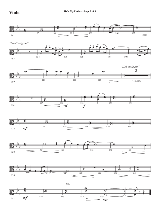 He’s My Father (Father’s Day) (Choral Anthem SATB) Viola (Word Music Choral / Arr. Steve Mauldin)