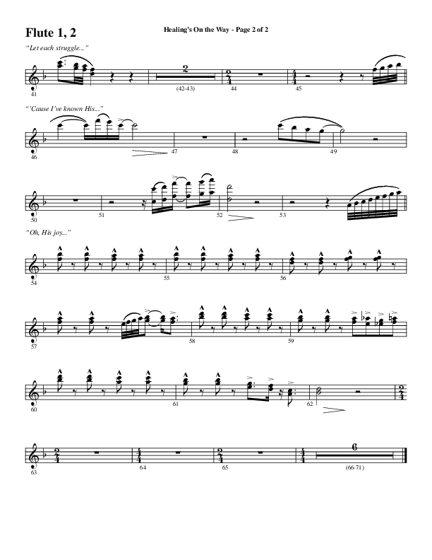 Healing’s on the Way (Choral Anthem SATB) Flute 1/2 (Word Music Choral / Arr. David Wise)