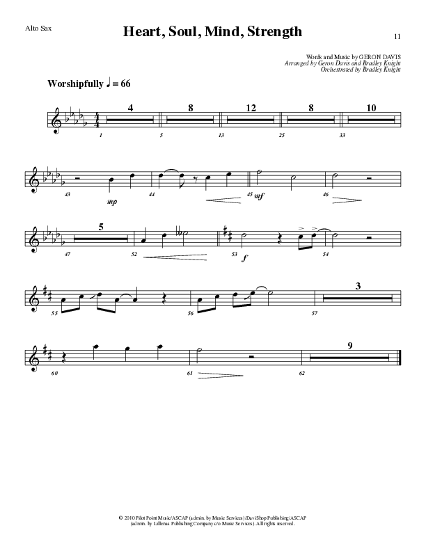 Heart Soul Mind And Strength (Choral Anthem SATB) Alto Sax (Lillenas Choral / Arr. Geron Davis / Arr. Bradley Knight)
