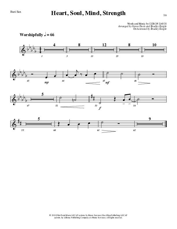 Heart Soul Mind And Strength (Choral Anthem SATB) Bari Sax (Lillenas Choral / Arr. Geron Davis / Arr. Bradley Knight)