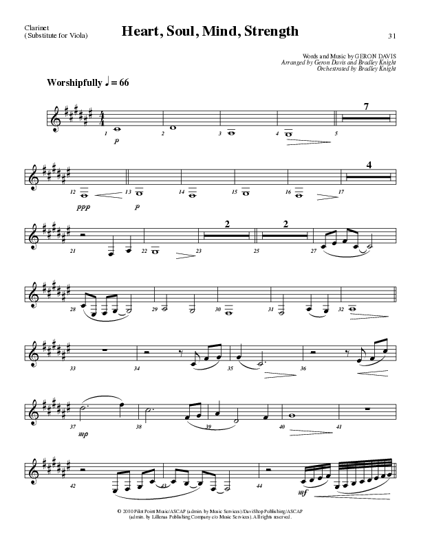 Heart Soul Mind And Strength (Choral Anthem SATB) Clarinet (Lillenas Choral / Arr. Geron Davis / Arr. Bradley Knight)