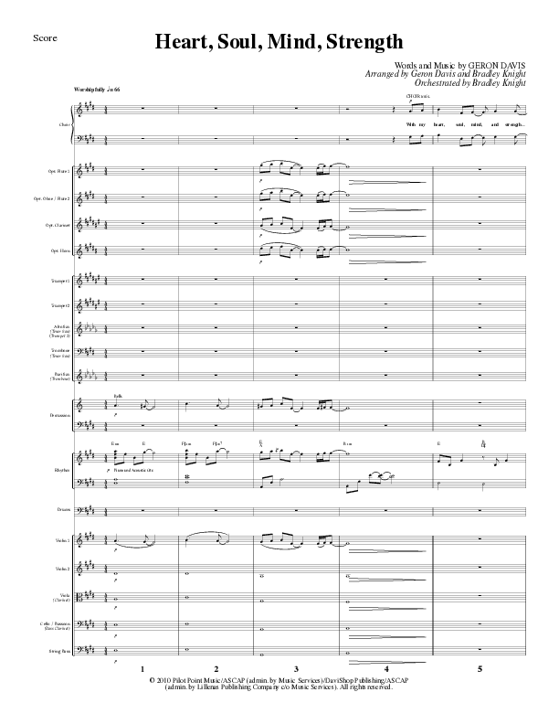 Heart Soul Mind And Strength (Choral Anthem SATB) Orchestration (Lillenas Choral / Arr. Geron Davis / Arr. Bradley Knight)