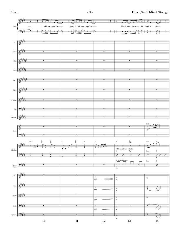 Heart Soul Mind And Strength (Choral Anthem SATB) Orchestration (Lillenas Choral / Arr. Geron Davis / Arr. Bradley Knight)