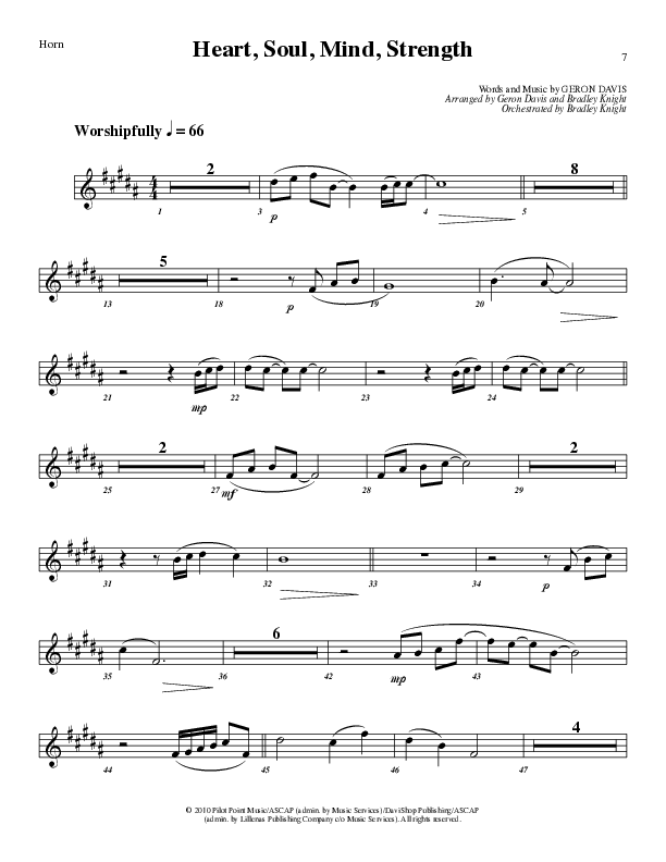 Heart Soul Mind And Strength (Choral Anthem SATB) French Horn (Lillenas Choral / Arr. Geron Davis / Arr. Bradley Knight)