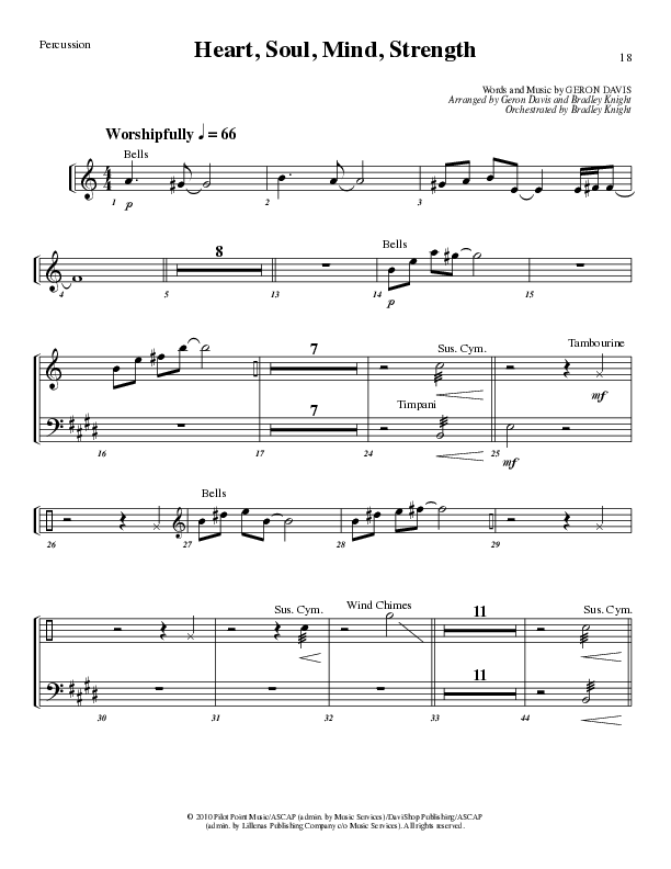 Heart Soul Mind And Strength (Choral Anthem SATB) Percussion (Lillenas Choral / Arr. Geron Davis / Arr. Bradley Knight)