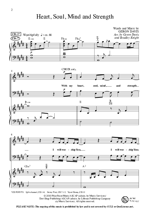 Heart Soul Mind And Strength (Choral Anthem SATB) Anthem (SATB/Piano) (Lillenas Choral / Arr. Geron Davis / Arr. Bradley Knight)