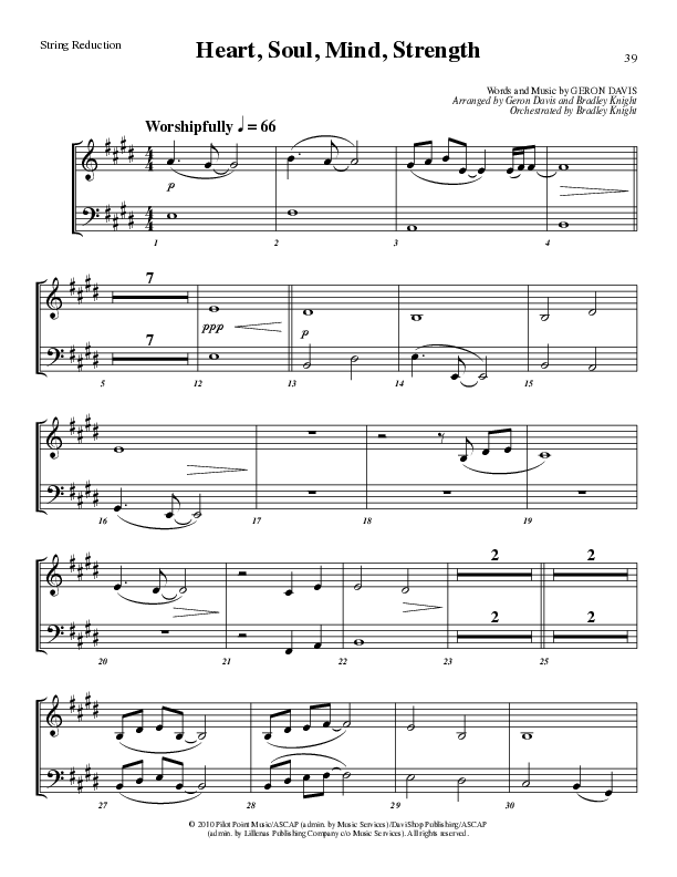 Heart Soul Mind And Strength (Choral Anthem SATB) String Reduction (Lillenas Choral / Arr. Geron Davis / Arr. Bradley Knight)