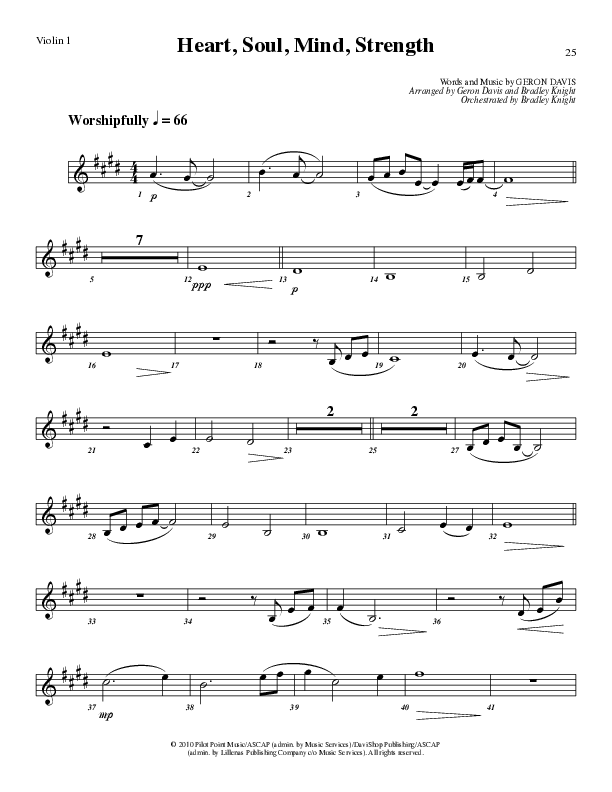 Heart Soul Mind And Strength (Choral Anthem SATB) Violin 1 (Lillenas Choral / Arr. Geron Davis / Arr. Bradley Knight)