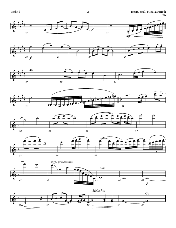 Heart Soul Mind And Strength (Choral Anthem SATB) Violin 1 (Lillenas Choral / Arr. Geron Davis / Arr. Bradley Knight)