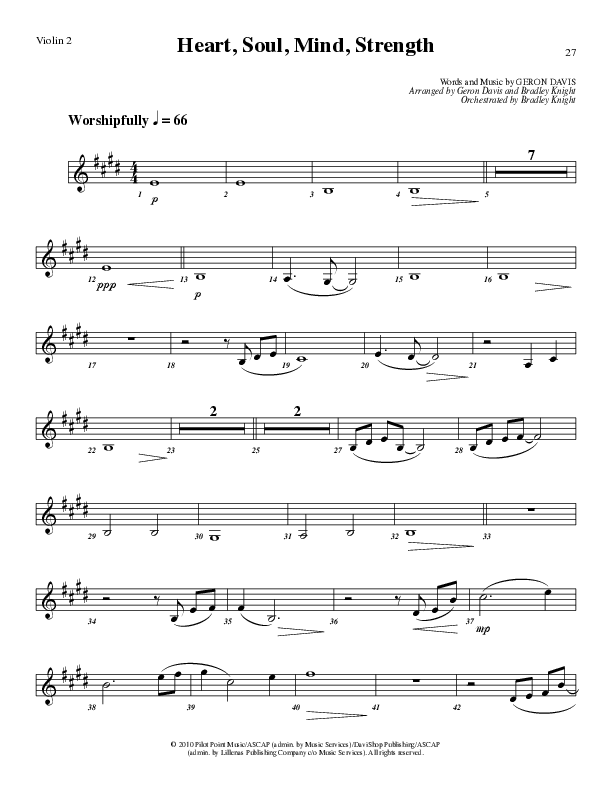 Heart Soul Mind And Strength (Choral Anthem SATB) Violin 2 (Lillenas Choral / Arr. Geron Davis / Arr. Bradley Knight)