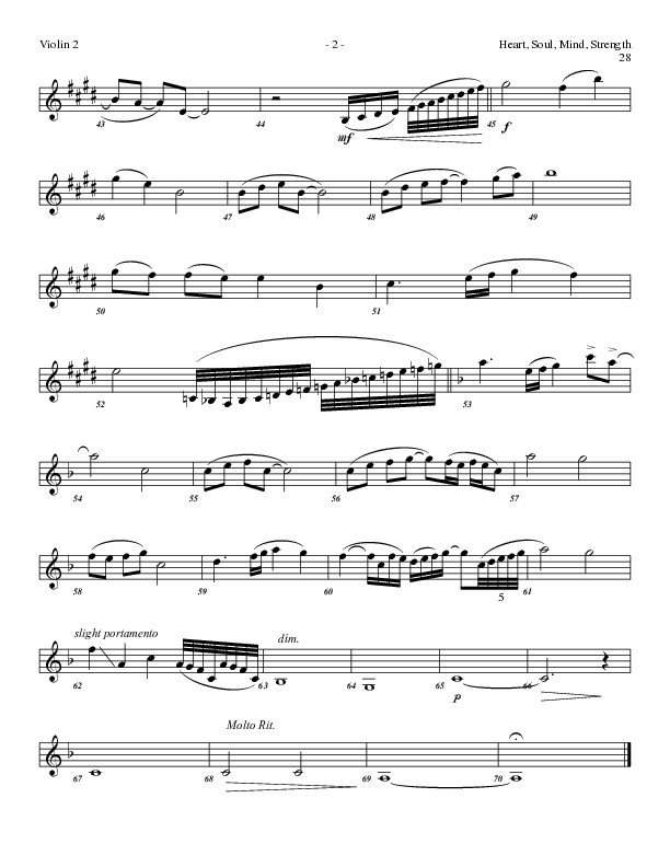 Heart Soul Mind And Strength (Choral Anthem SATB) Violin 2 (Lillenas Choral / Arr. Geron Davis / Arr. Bradley Knight)