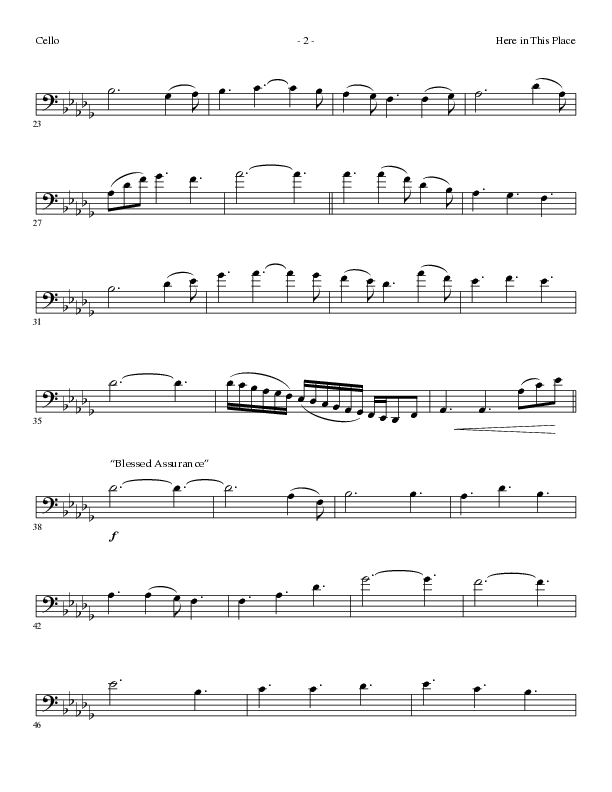 Here In This Place with Blessed Assurance, To God Be The Glory (Choral Anthem SATB) Cello (Lillenas Choral / Arr. Dave Clark / Orch. David Clydesdale)