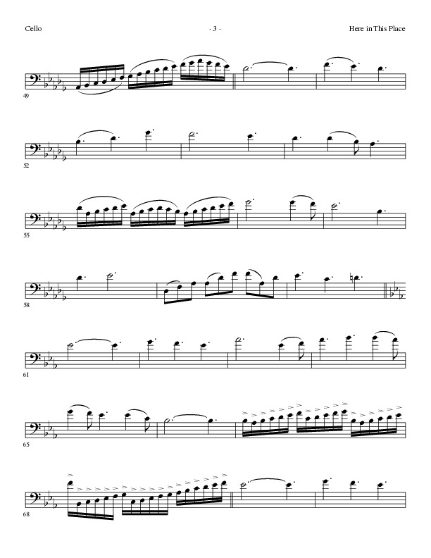 Here In This Place with Blessed Assurance, To God Be The Glory (Choral Anthem SATB) Cello (Lillenas Choral / Arr. Dave Clark / Orch. David Clydesdale)