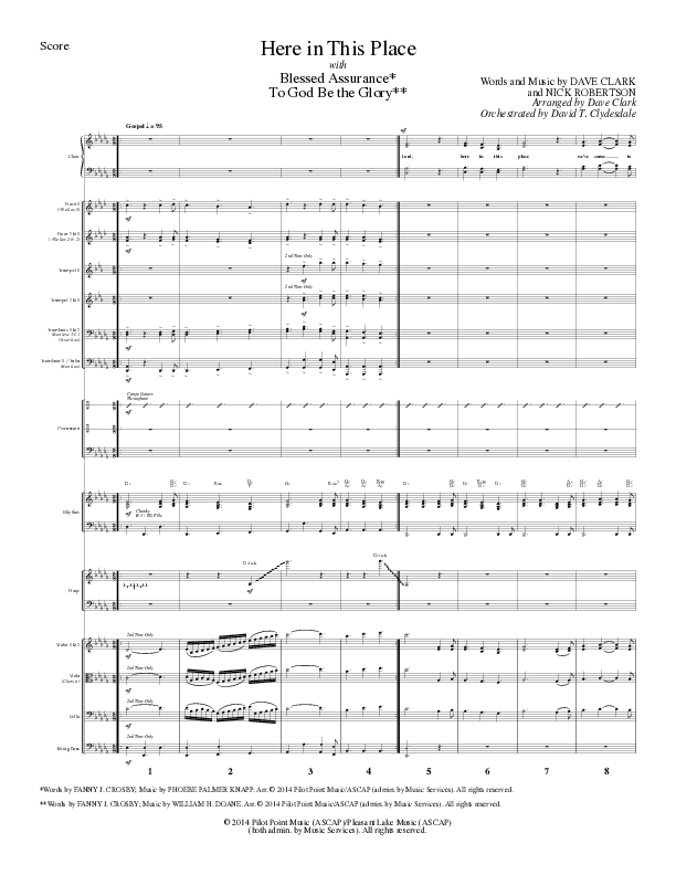 Here In This Place with Blessed Assurance, To God Be The Glory (Choral Anthem SATB) Conductor's Score (Lillenas Choral / Arr. Dave Clark / Orch. David Clydesdale)