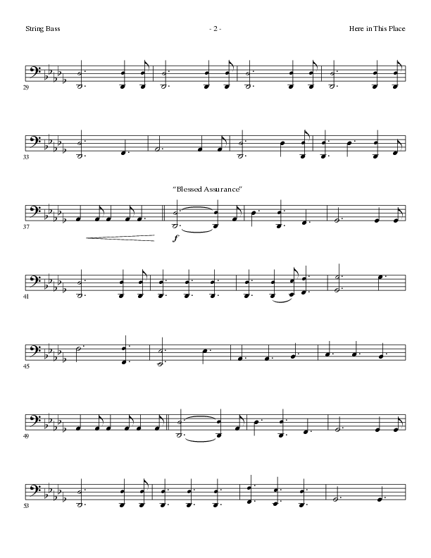 Here In This Place with Blessed Assurance, To God Be The Glory (Choral Anthem SATB) String Bass (Lillenas Choral / Arr. Dave Clark / Orch. David Clydesdale)