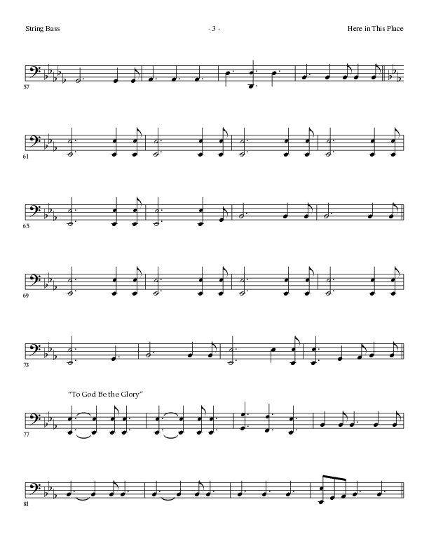 Here In This Place with Blessed Assurance, To God Be The Glory (Choral Anthem SATB) String Bass (Lillenas Choral / Arr. Dave Clark / Orch. David Clydesdale)