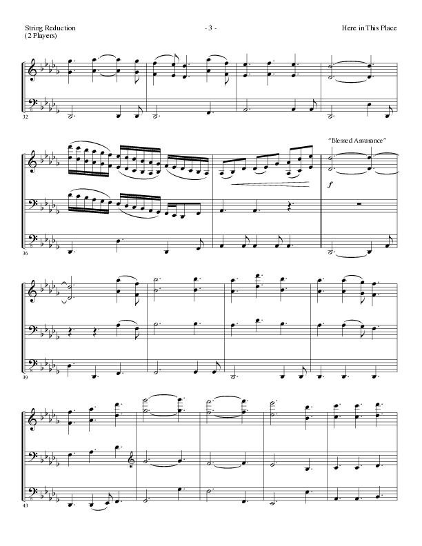 Here In This Place with Blessed Assurance, To God Be The Glory (Choral Anthem SATB) String Reduction (Lillenas Choral / Arr. Dave Clark / Orch. David Clydesdale)