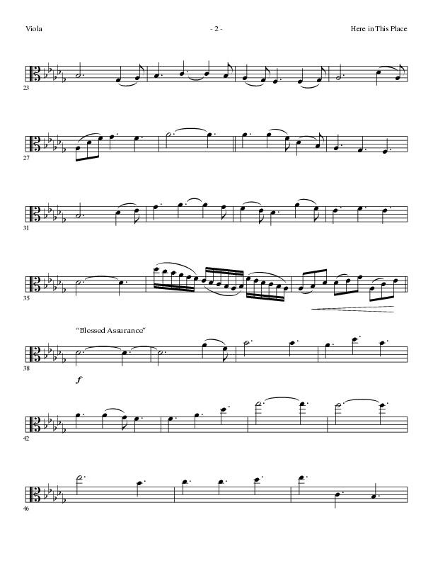 Here In This Place with Blessed Assurance, To God Be The Glory (Choral Anthem SATB) Viola (Lillenas Choral / Arr. Dave Clark / Orch. David Clydesdale)