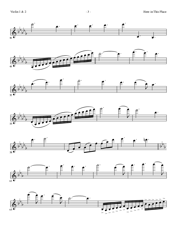 Here In This Place with Blessed Assurance, To God Be The Glory (Choral Anthem SATB) Violin 1/2 (Lillenas Choral / Arr. Dave Clark / Orch. David Clydesdale)