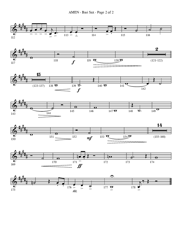 Amen (Choral Anthem SATB) Bari Sax (Lifeway Choral / Arr. Bradley Knight)