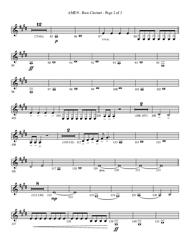 Amen (Choral Anthem SATB) Bass Clarinet (Lifeway Choral / Arr. Bradley Knight)