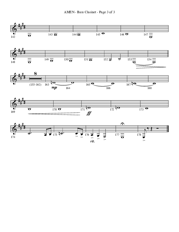 Amen (Choral Anthem SATB) Bass Clarinet (Lifeway Choral / Arr. Bradley Knight)