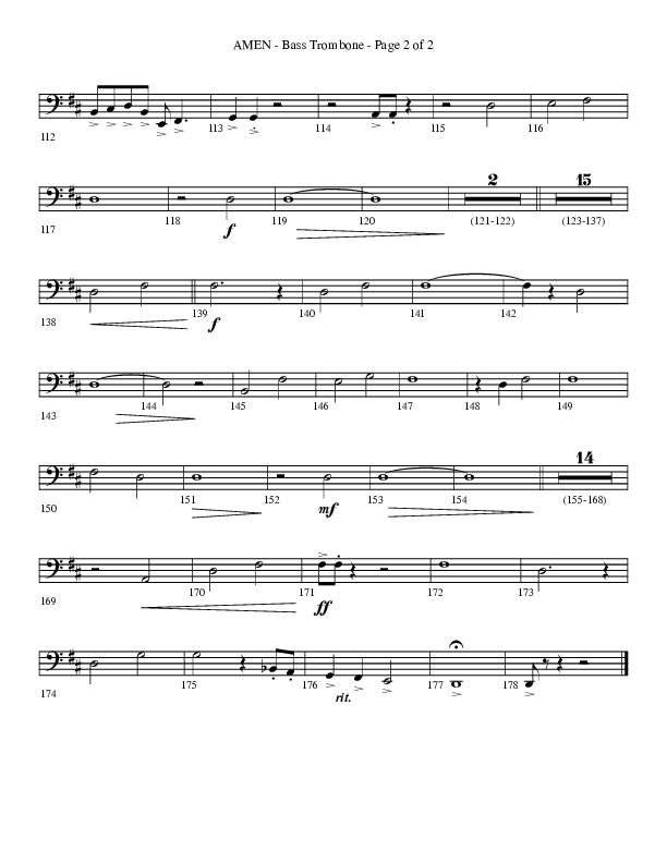 Amen (Choral Anthem SATB) Bass Trombone (Lifeway Choral / Arr. Bradley Knight)