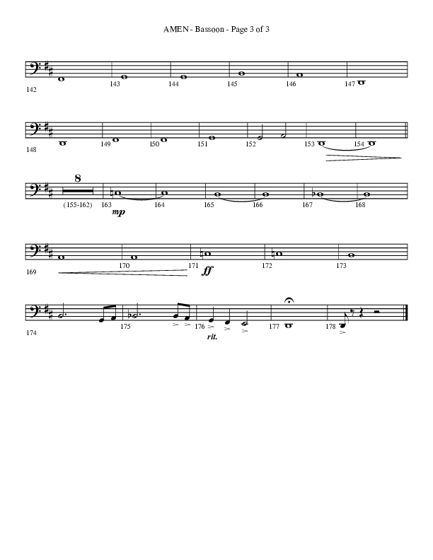 Amen (Choral Anthem SATB) Bassoon (Lifeway Choral / Arr. Bradley Knight)