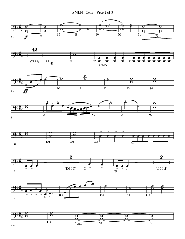 Amen (Choral Anthem SATB) Cello (Lifeway Choral / Arr. Bradley Knight)