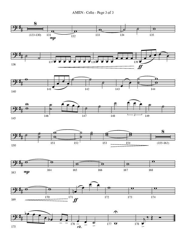 Amen (Choral Anthem SATB) Cello (Lifeway Choral / Arr. Bradley Knight)