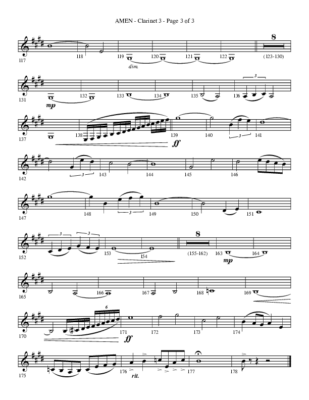 Amen (Choral Anthem SATB) Clarinet 3 (Lifeway Choral / Arr. Bradley Knight)