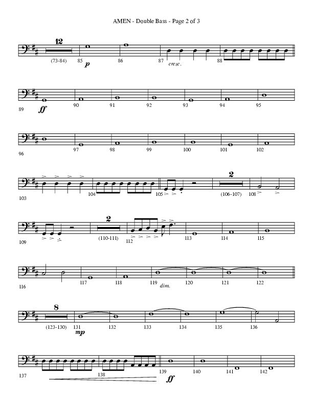 Amen (Choral Anthem SATB) Double Bass (Lifeway Choral / Arr. Bradley Knight)