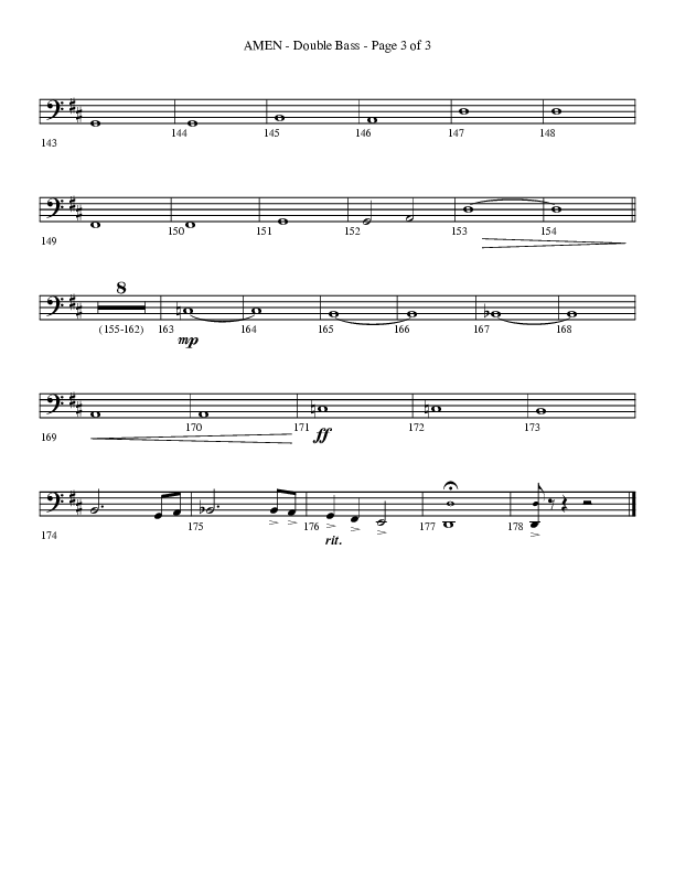 Amen (Choral Anthem SATB) Double Bass (Lifeway Choral / Arr. Bradley Knight)