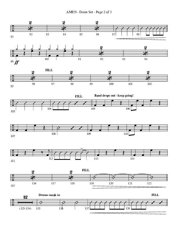 Amen (Choral Anthem SATB) Drum Set (Lifeway Choral / Arr. Bradley Knight)