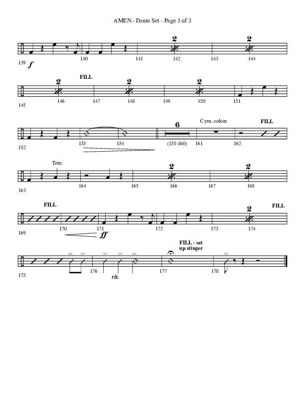 Amen (Choral Anthem SATB) Drum Set (Lifeway Choral / Arr. Bradley Knight)