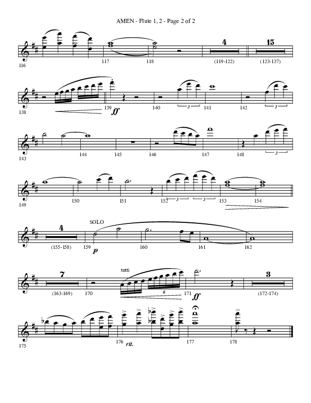 Amen (Choral Anthem SATB) Flute 1/2 (Lifeway Choral / Arr. Bradley Knight)
