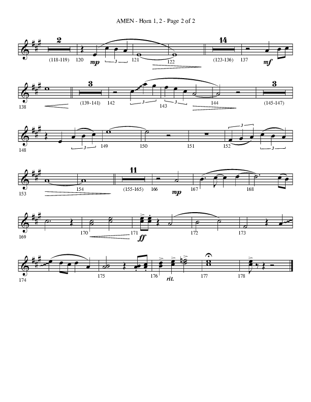 Amen (Choral Anthem SATB) French Horn 1/2 (Lifeway Choral / Arr. Bradley Knight)