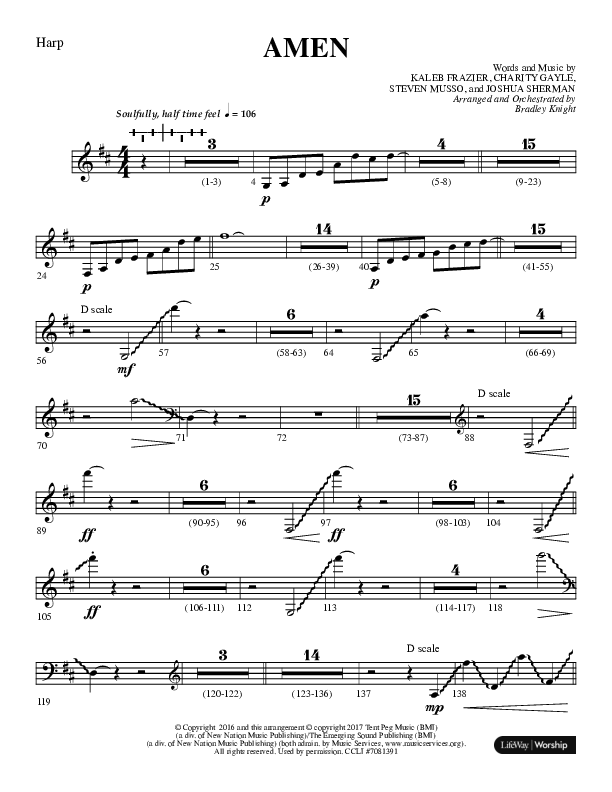 Amen (Choral Anthem SATB) Harp (Lifeway Choral / Arr. Bradley Knight)