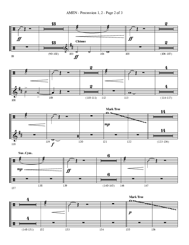 Amen (Choral Anthem SATB) Percussion 1/2 (Lifeway Choral / Arr. Bradley Knight)