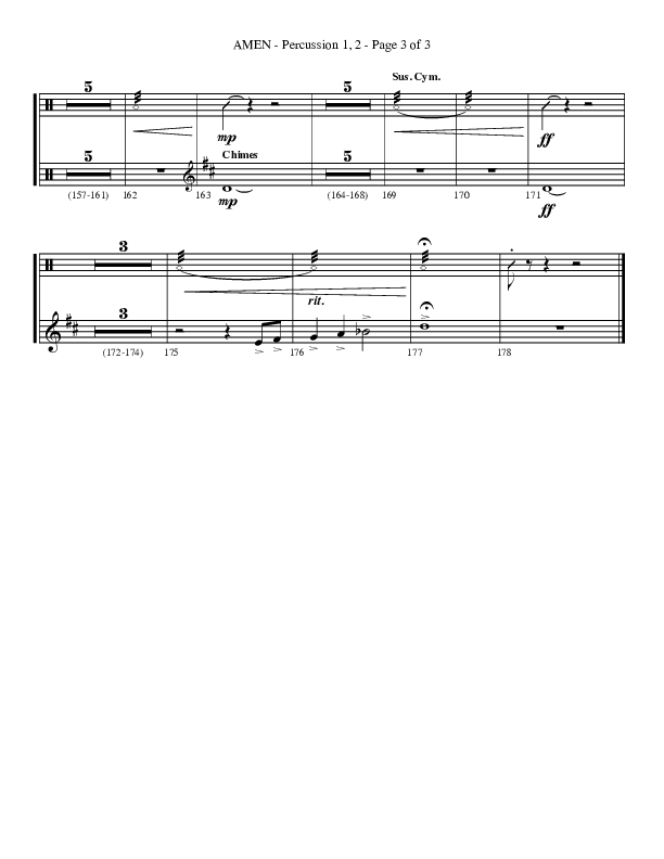 Amen (Choral Anthem SATB) Percussion 1/2 (Lifeway Choral / Arr. Bradley Knight)