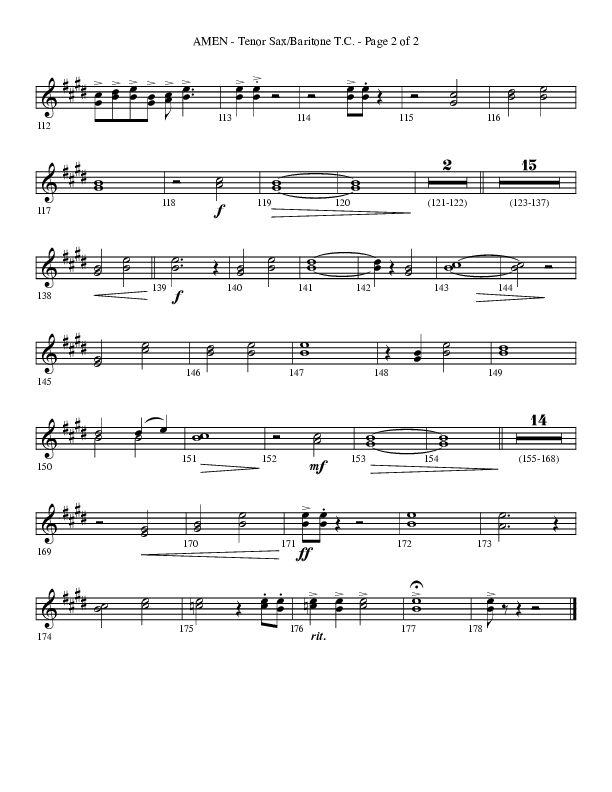 Amen (Choral Anthem SATB) Tenor Sax/Baritone T.C. (Lifeway Choral / Arr. Bradley Knight)