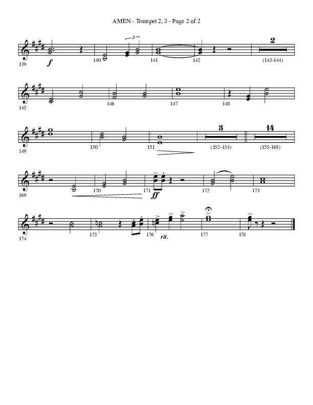 Amen (Choral Anthem SATB) Trumpet 2/3 (Lifeway Choral / Arr. Bradley Knight)