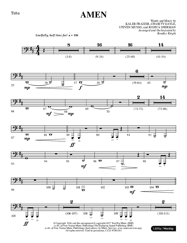 Amen (Choral Anthem SATB) Tuba (Lifeway Choral / Arr. Bradley Knight)